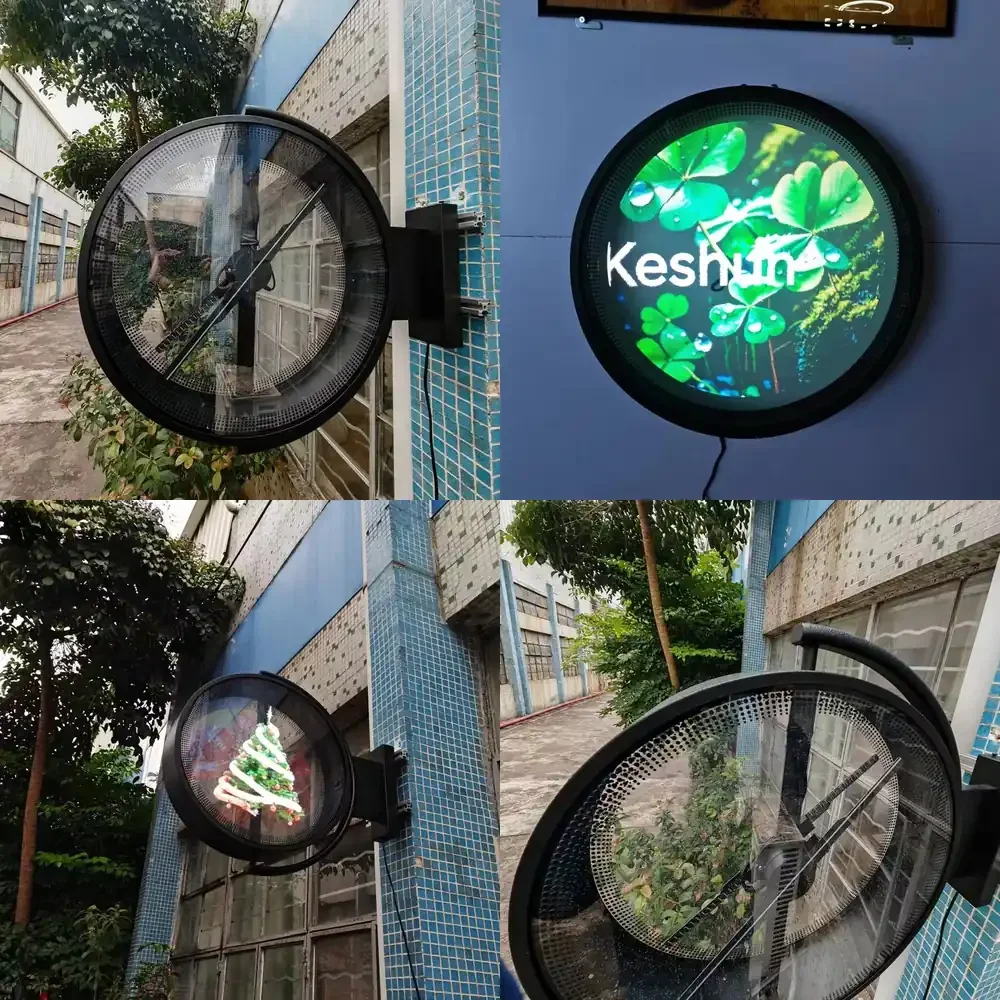 Stereo Two Blades 50cm LED Holographic Fan Hologram Projector High Tech Equipment Display Holographic 3D Fan