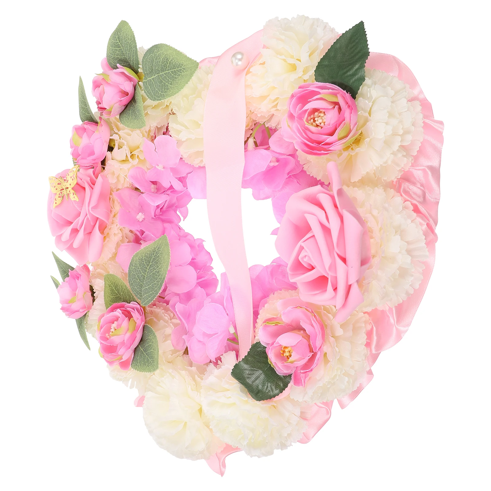 

Wreath for Grave Heart Shape Hanging Peony Mother Artificial Cemetery Flowers Wreaths