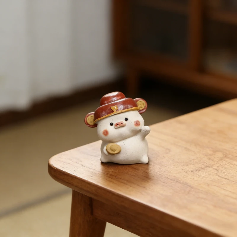 

New Purple Clay Tea Pet Pig Handmade Duan Clay Ingot God of Wealth Pig Small Sculpture Tea Set Accessories Tea Ceremony Ornament