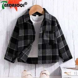 3M-3Y Newborn Infant Spring Fall Casual Plaid Shirt Todder Kids Baby Boys Lapel Single-breasted Long-sleeved Cardigan Jacket Top