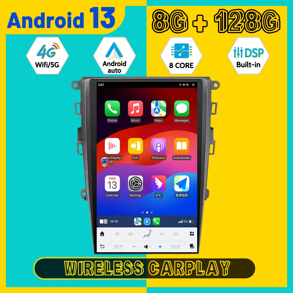13.6 Inch 8 Core Qualcomm Android Car Multimedia Automotive Player For Ford Mondeo 2013~2021 GPS Navigation Car Radio Head Unit