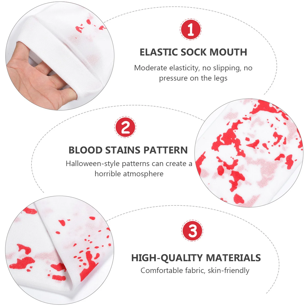 زوجان من جوارب الهالوين بتصميم دموي، جوارب طويلة خفيفة الوزن ومسامية، مثالية لحفلات الهالوين