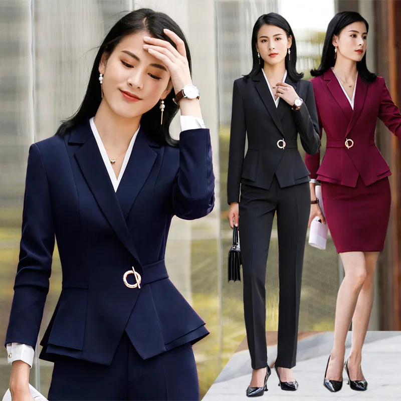 

1882Business Suit Women's Fashion Ruffles Elegant Slim-Fit Long Sleeve Blazer Business Workwear Formal Wear