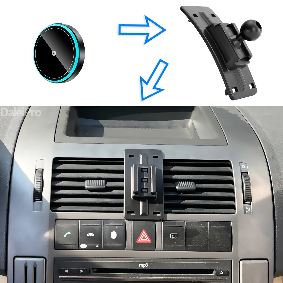 For Volkswagen VW Polo 2002 2003-2009 Car Phone Holder Wireless Charger Holder Phone Auto-Clamping Strong Magnetic Holder Base