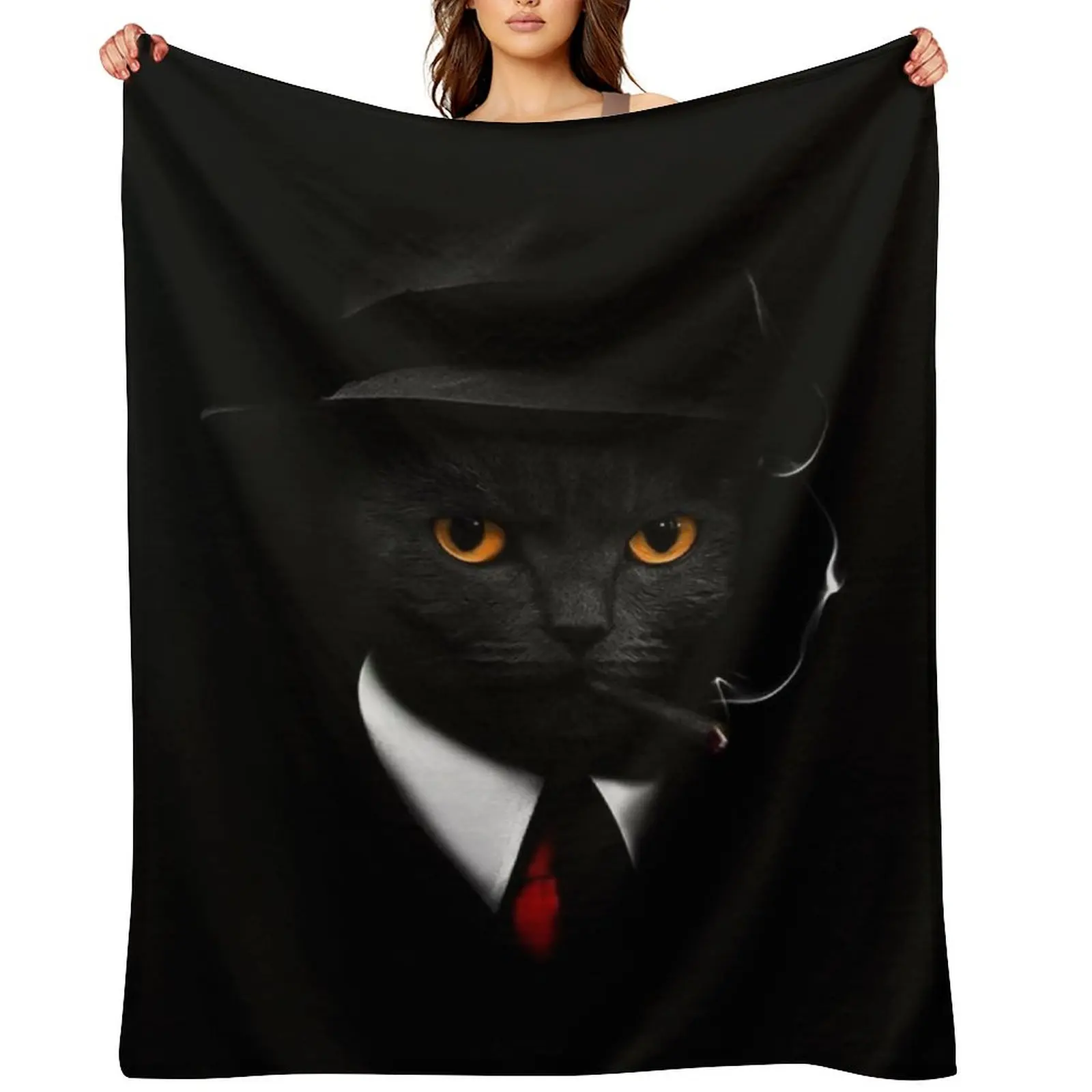 

Cat Gentleman Throw Blanket Weighted Sleeping Bag Thermals For Travel Single Blankets