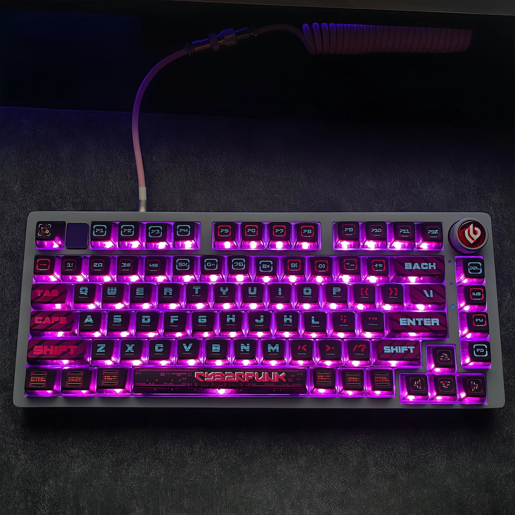 120 tasti/set Cyber Punk Keycaps Purple Black Game Keycaps PBT Key Caps ASA altezza per MX Switch tastiera meccanica fai da te