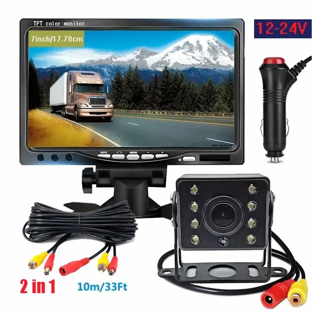 

7" Monitor Rear View Backup Camera System For Truck RV Caravan 12-24V