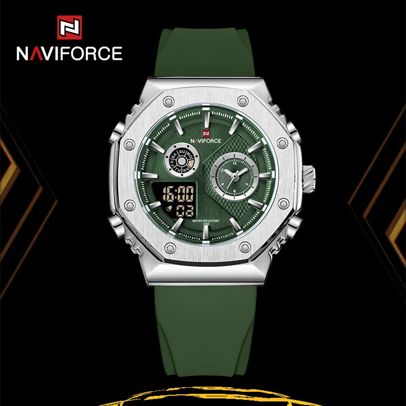 

NAVIFORCE Multifunctional Men Watches Waterproof Silicone Strap Man WristWatch Chronograph Military Quartz Men's Watch Gifts