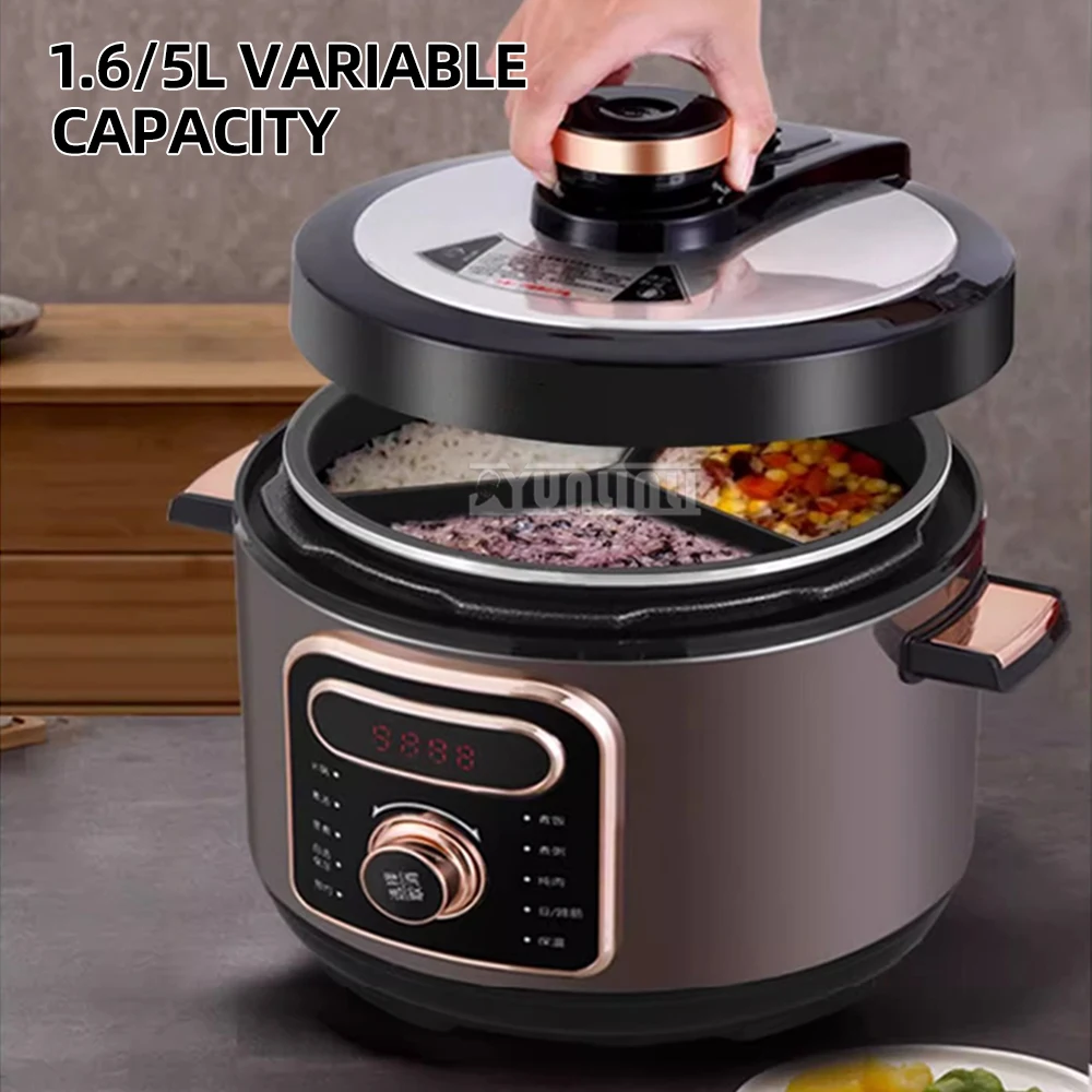 5L Cuiseur De Riz Electrique ثلاثة مقصورات جهاز طهي الأرز وعاء غير لاصق قدر الضغط الكهربائي