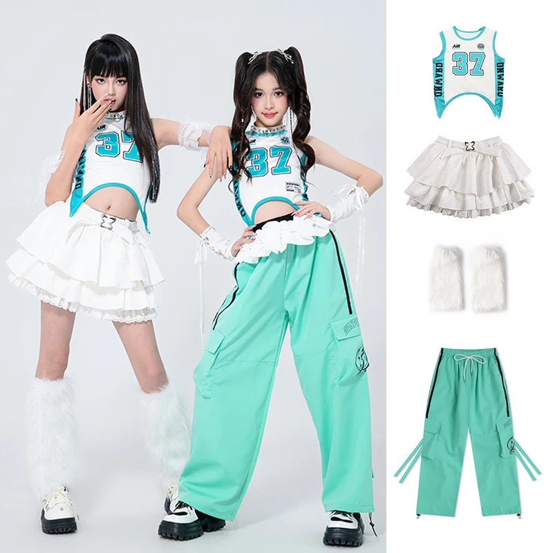 

Summer K-pop Stage Clothes For Girls Jazz Dance Outfits Cool Dancer Suit Runway Performance Costume Crop Tops Skirt Pants XH2788
