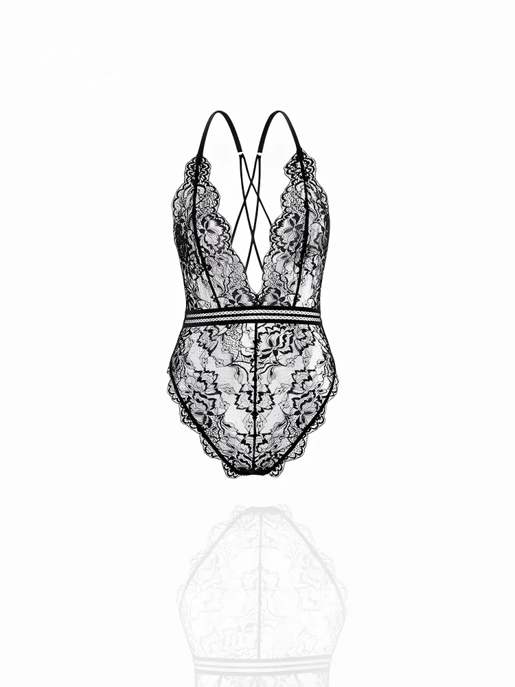 

Original Design Sexy Transparent Women's One-Piece Underwear Deep V Conced Thin Pure Desire High-End Feeling