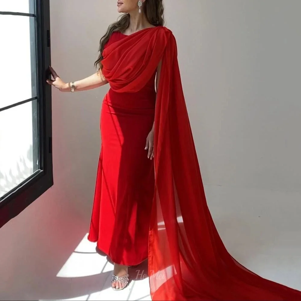 

Customized Simple Chiffon Prom Dresses Red Party Gowns Sheath Evening Dress Elegant Vestido De Novia