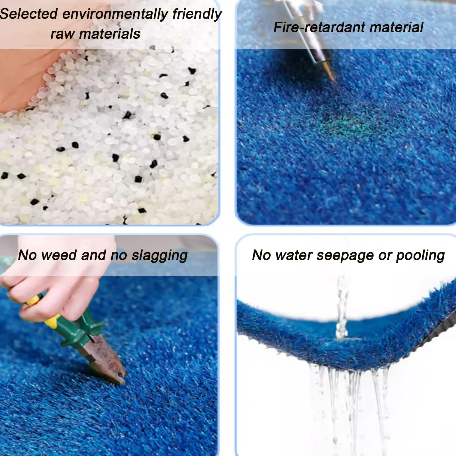 Outdoor Carpet, Artificial Grass Thick Turf, Indoor Outdoor Grass Mat, Blue Artificial Grass Turf Runner Rug for Dogs