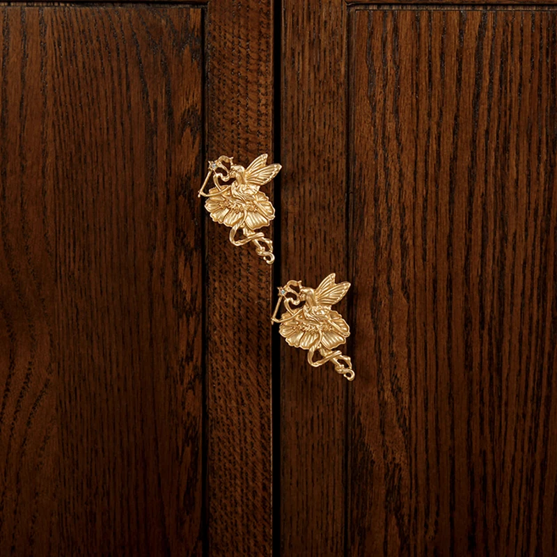 NEW 4PCS Solid Brass French Flying Elf Furniture Pulls Handles Drawer Knobs Cupboard Wardrobe Closet Dresser Cabinet Door Pulls