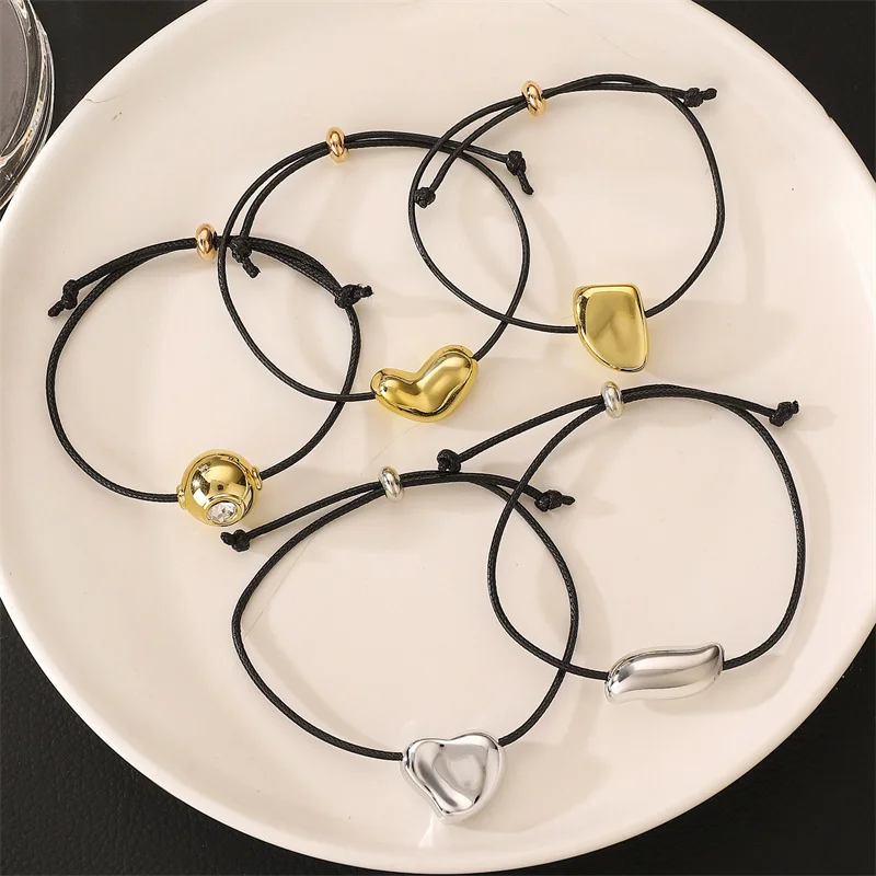 Pulseira de corda ajustável para mulheres e meninas, pulseira simples, jóias personalizadas, presentes irregulares, moda de luxo, acessórios