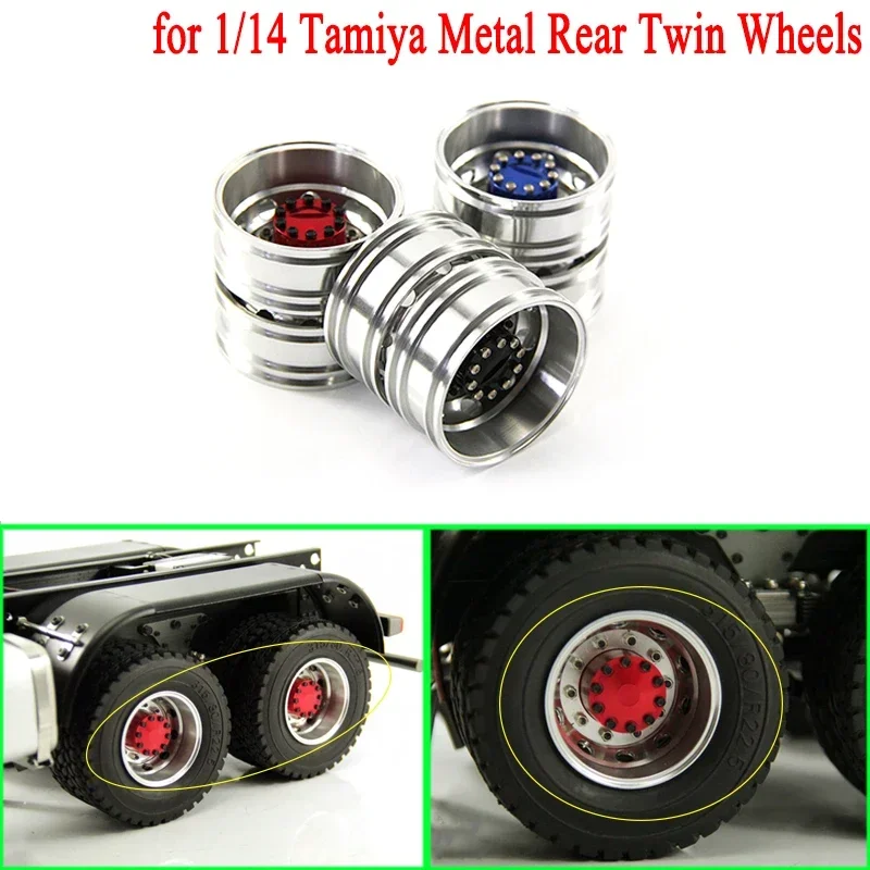 Metal Rear Double Wheels for 1/14 Tamiya RC Truck Car SCANIA R730 R470 R620 VOLVO FH12 FH16 ACTROS 3363 1851 AROCS MAN TGX Diy