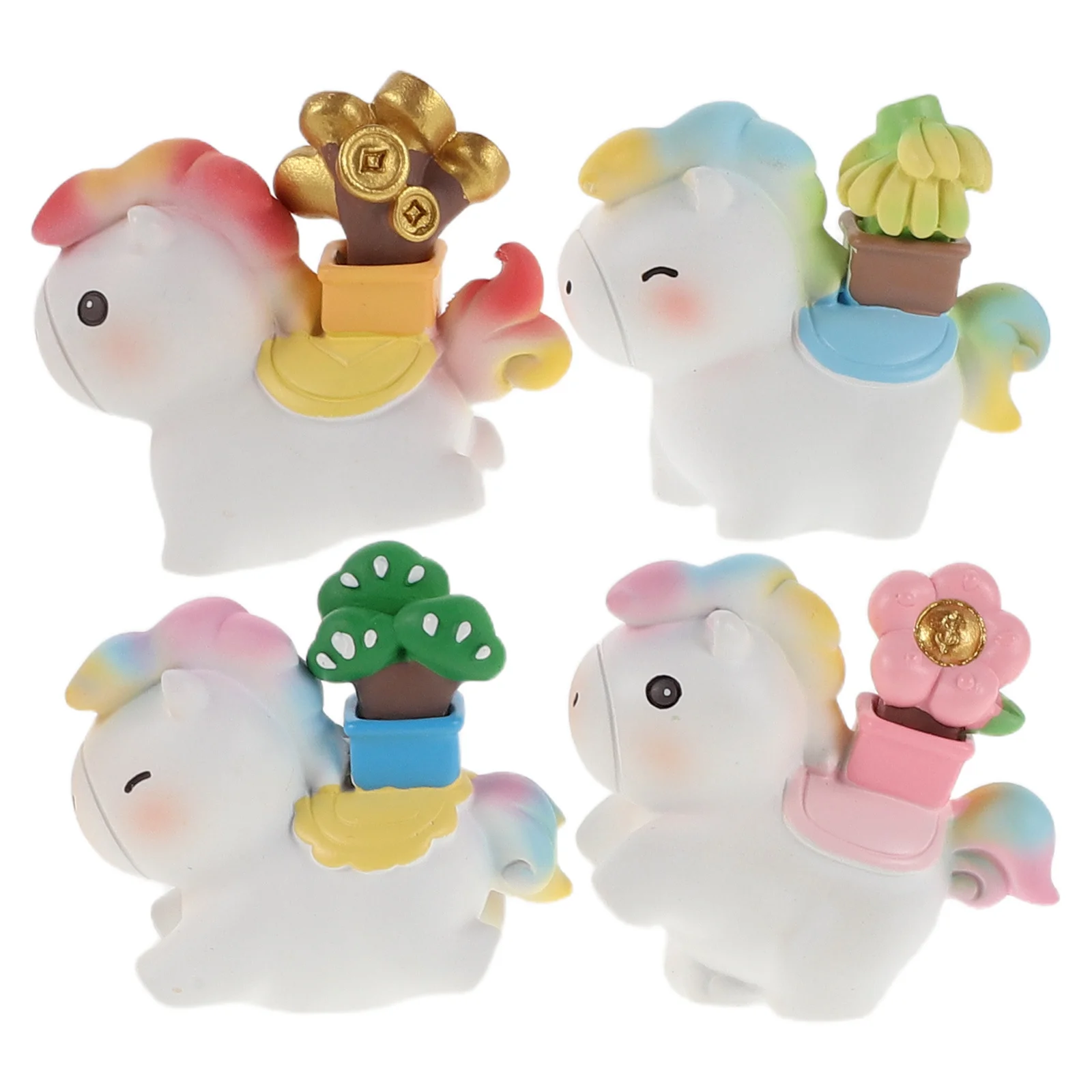 

4Pcs Resin Horse Art Sculptures - Micro Landscape Desktop Decor for Home Office Party - Creative Animal Statue Ornament Set