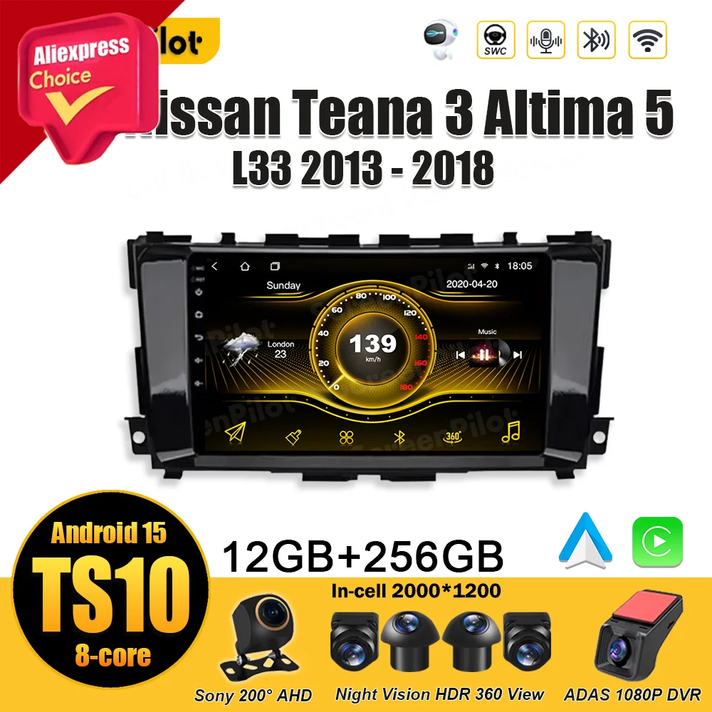 

Android 15 For Nissan Teana 3 Altima 5 L33 2013 - 2018 Car Radio Multimedia Video Player Mirror Link 8 Core 5G RDS DSP Wifi .