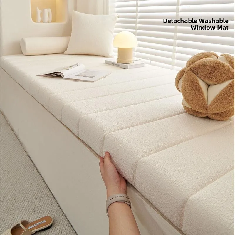 Detachable Teddy Velvet Window  Cushion Luxury Modern Style Balcony  Pad Simple Pure Color Customizable Home Textile view 5