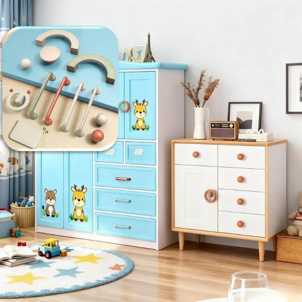 

Children's Room Colorful Cabinet Handles -Simplest Zinc Alloy Drawer Knobs, Edgeless Smooth Wardrobe Door Pulls for Dresser