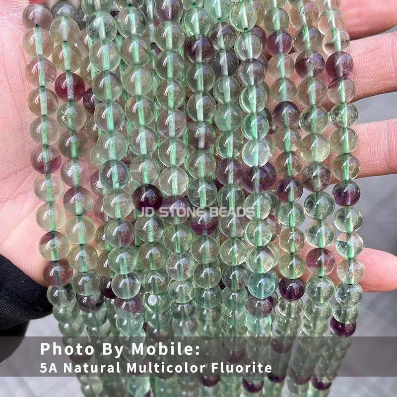 Hot Verkoop Natuurlijke Kleurrijke Fluoriet Kralen 4 6 8 10 12Mm Pick Maat Hoge Kwaliteit Kralen Ijs Fluoriet Edelsteen voor Sieraden Maken