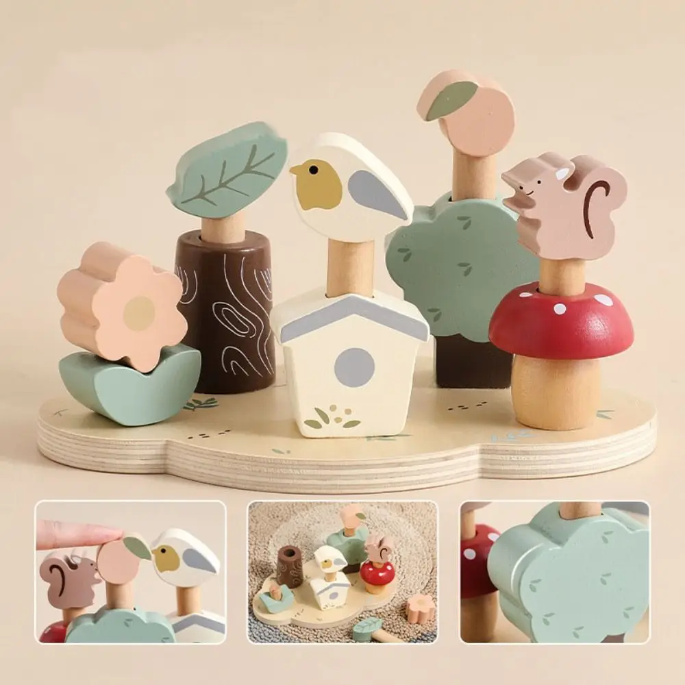 

Wooden Forest Animal Jumping Toys Puzzle Interactive Toddlers Stacking Blocks Toy Animal Jigsaw DIY Montessori Educational Toy