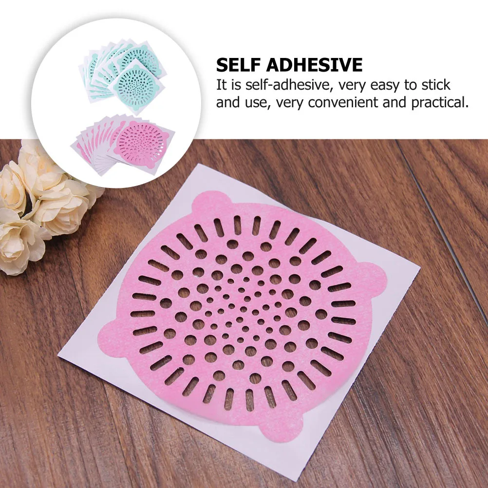 20Pcs Disposable Floor Drain Hair Filter Stickers Anti-Blocking Shower Sink Sewer Drain Hole Filtering Sticker