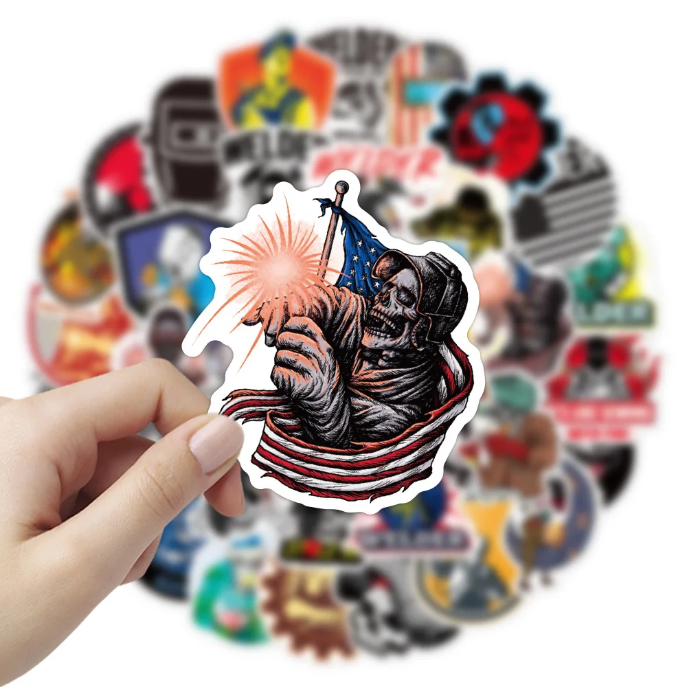 10/30/50PCS Cartoon Welder Tool Sticker DIY Decal Luggage Travel Skateboard Helmet Laptop Phone Ipad Sticker Wholesale