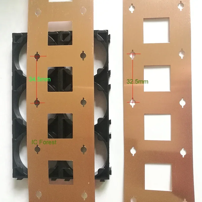 1M 1P 2P 32650 Lifepo4 32650 Li-ion Battery Connection Copper Strip Assembly Punching Copper Connecting Piece 0.2x32.5/34.5mm