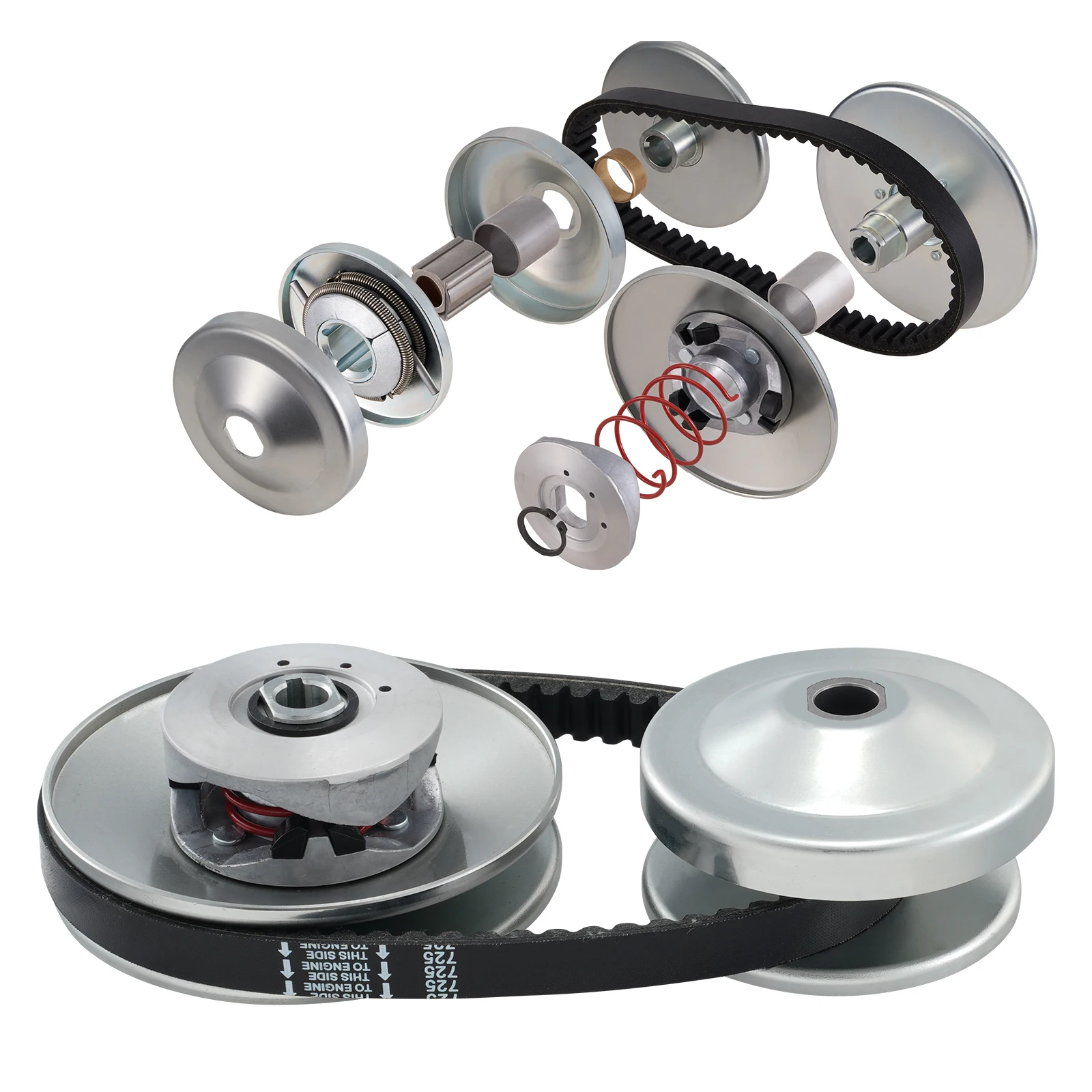 VEVOR Go-Kart Torque Converter Go-Kart Clutch Kit Series Asymmetrical Driver Pulley Replacement with Drive Belt Small Engines