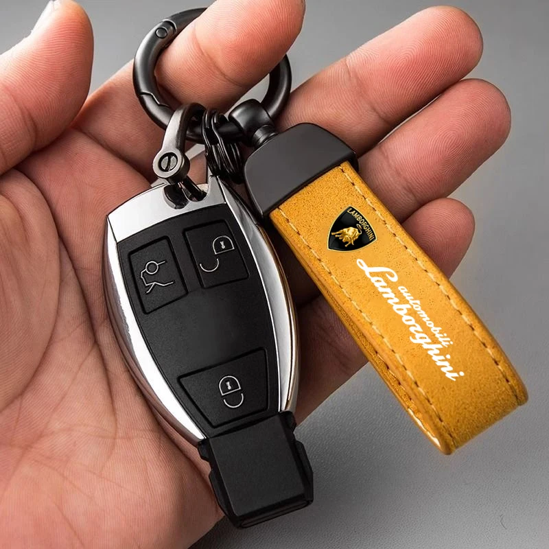 Women Keyring Pendant Leather Car Keychain Fine Emblem Key Ring Accessory For Lamborghini Urus Huracan Aventador Premium view 6