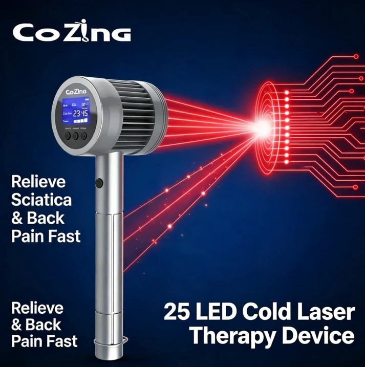 

Высокомощный аппарат для холодной лазерной терапии с 25 светодиодами (808 нм, 650 нм) для облегчения боли при ишиасе и болях в спине, портативное оборудование LLLT