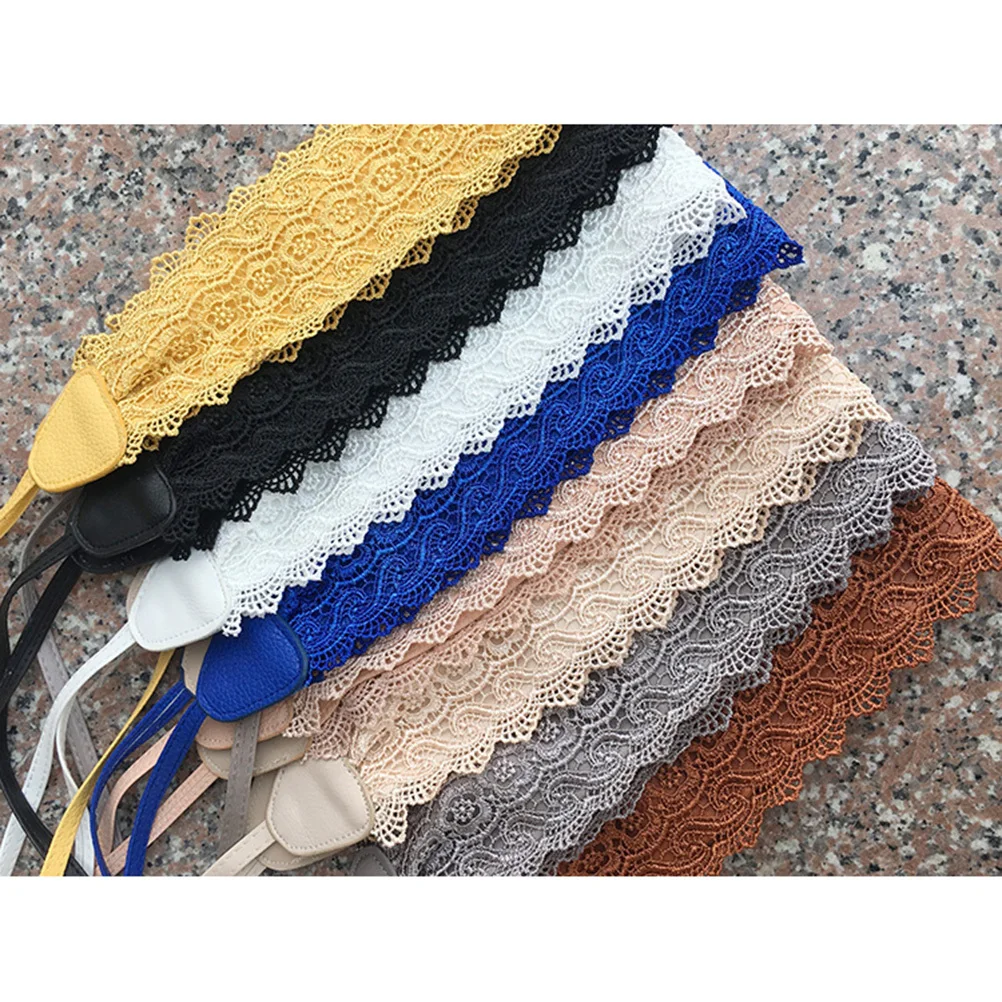 

Lace Waist Belt For Women Wide Textured Faux Pu Bowknot Adjustable Dress Accessory Cream