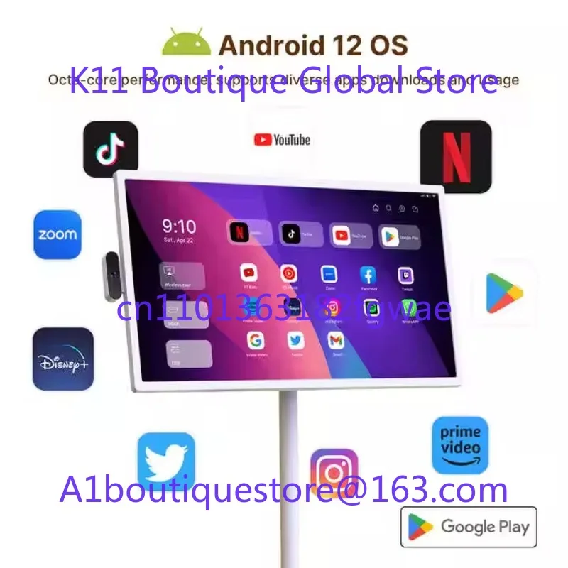 نظام أندرويد ذكي بشاشة تعمل باللمس مقاس 32 بوصة جديد/تلفزيون متنقل/منزل/8 + 128 جيجابايت/جهاز تحكم عن بعد صوتي AI مع اختياري