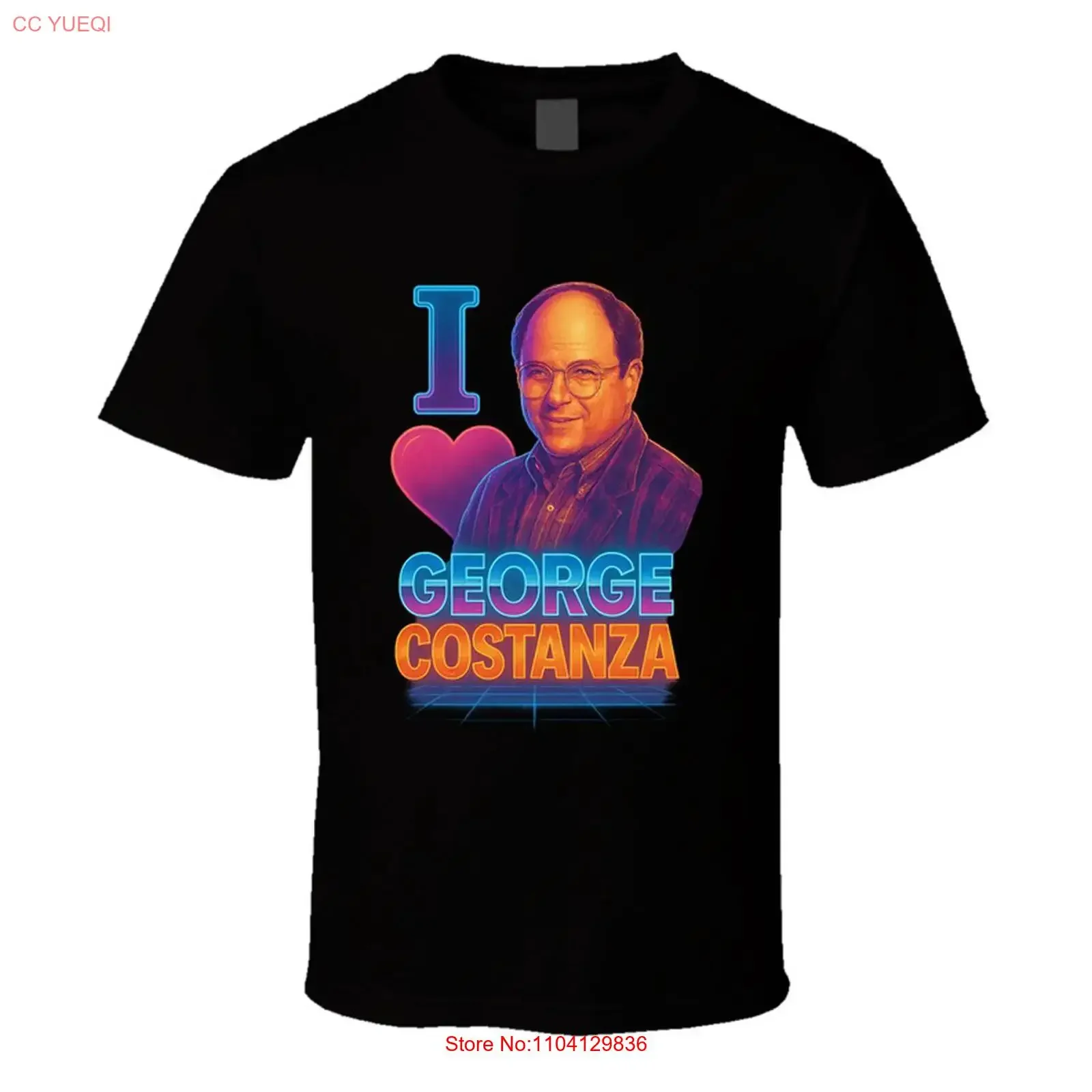 I Heart Love George Costanza Seinfeld 90s Sitcom Character Fan T Shirt vintage Washed Unisex fashion streetwear Comfortable