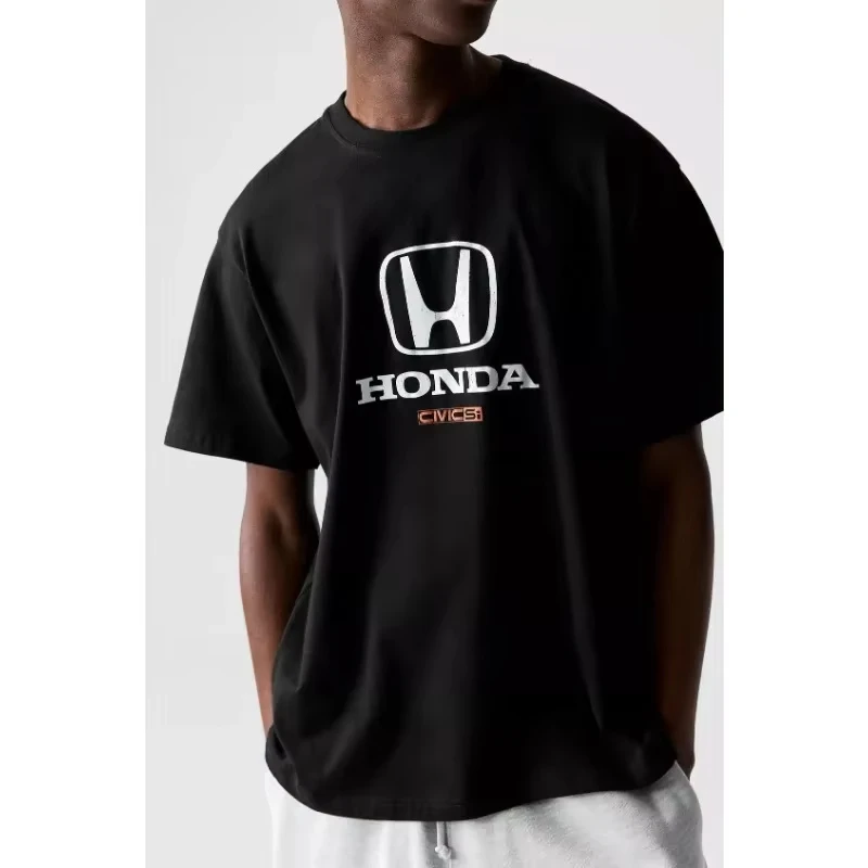 

Honda Men's and Women's Printed T-Shirt Motorcycle Riding Summer Racing Locomotive Lovers Riding Casual Short Sleeves