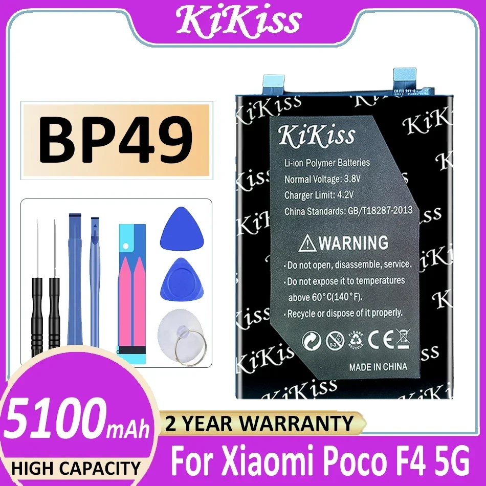 

KiKiss Battery BP49 BP 49 5100mAh For Redmi K40S/For Xiaomi Poco F4 5G Mobile Phone Batteries