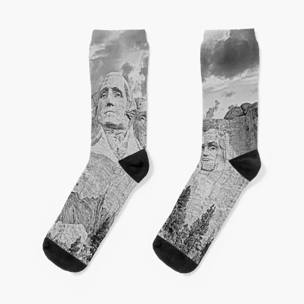 

Mount Rushmore Pencil Sketch Design Socks new in's football Woman Socks Men's