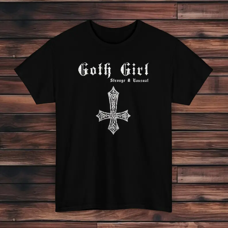 

Goth Strange & Unusual Cross T-shirt, Gothic Girl Cross Aesthetic T-Shirt