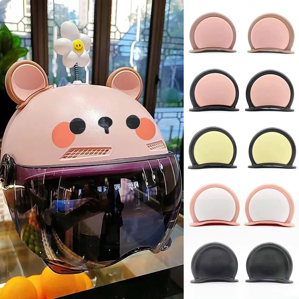 2Pcs Bear Ears Motorcycle Helmet Decoration Electric Bike Helmet Stickers Decor Cute Cartoon Motorcycle Helmets Accessories