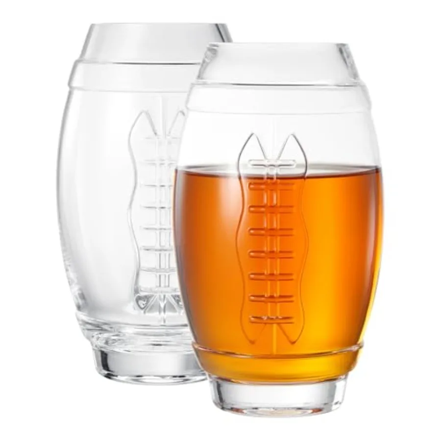 

2 Football Beer Glass 20 Ounce Tumbler Clear Glasses Mug for Party Football Fan Cups Fun Jumbo Drinking Great For Beers Mead Al