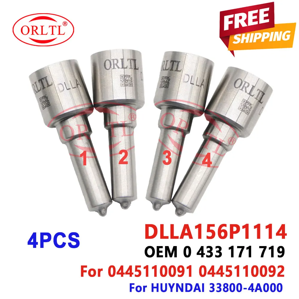 

4PCS New Nozzle DLLA156P1114 Fuel 0 433 171 719 Diesel Injector Sprayer 0433171719 For Hyundai KIA 33800-4A000 DLLA 156 P 1114