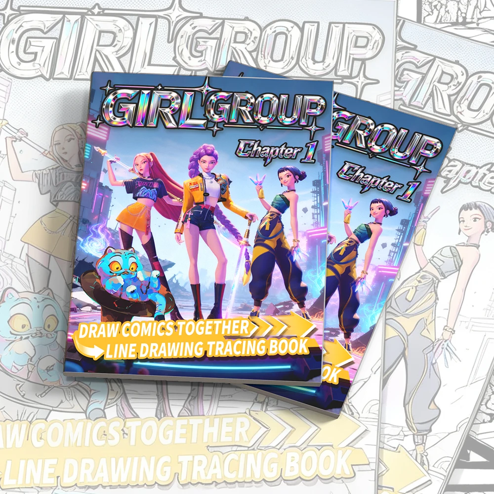 Demo-n Hunters Diy Kleurplaten Doodle Boeken Meisje Groep Figuren Cartoon Graffiti DIY Schilderboek Kinderen Puzzel Tekenspeelgoed