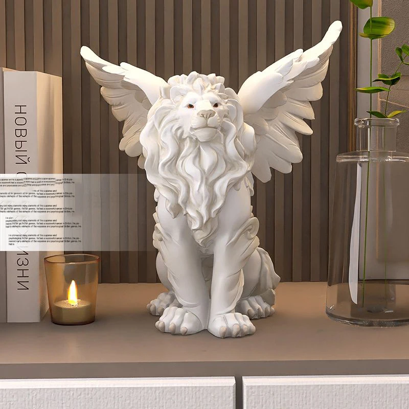 Nordic Luxury Lion Handicraft Resin Adornments Hotel Store Lobby Figurines Crafts Home Livingroom Tabletop Sculpture Decoration