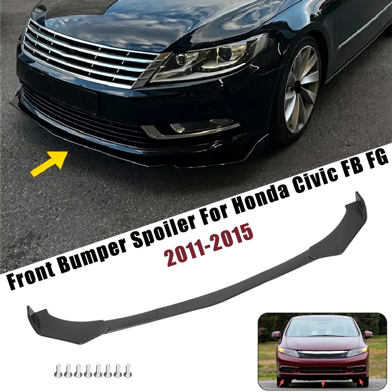 Sport Front Bumper Splitter Spoiler Lip For Honda Civic FB FG 2011-2015 5Pcs Adjustable Sectional Car Exterior Tuning Body Kit
