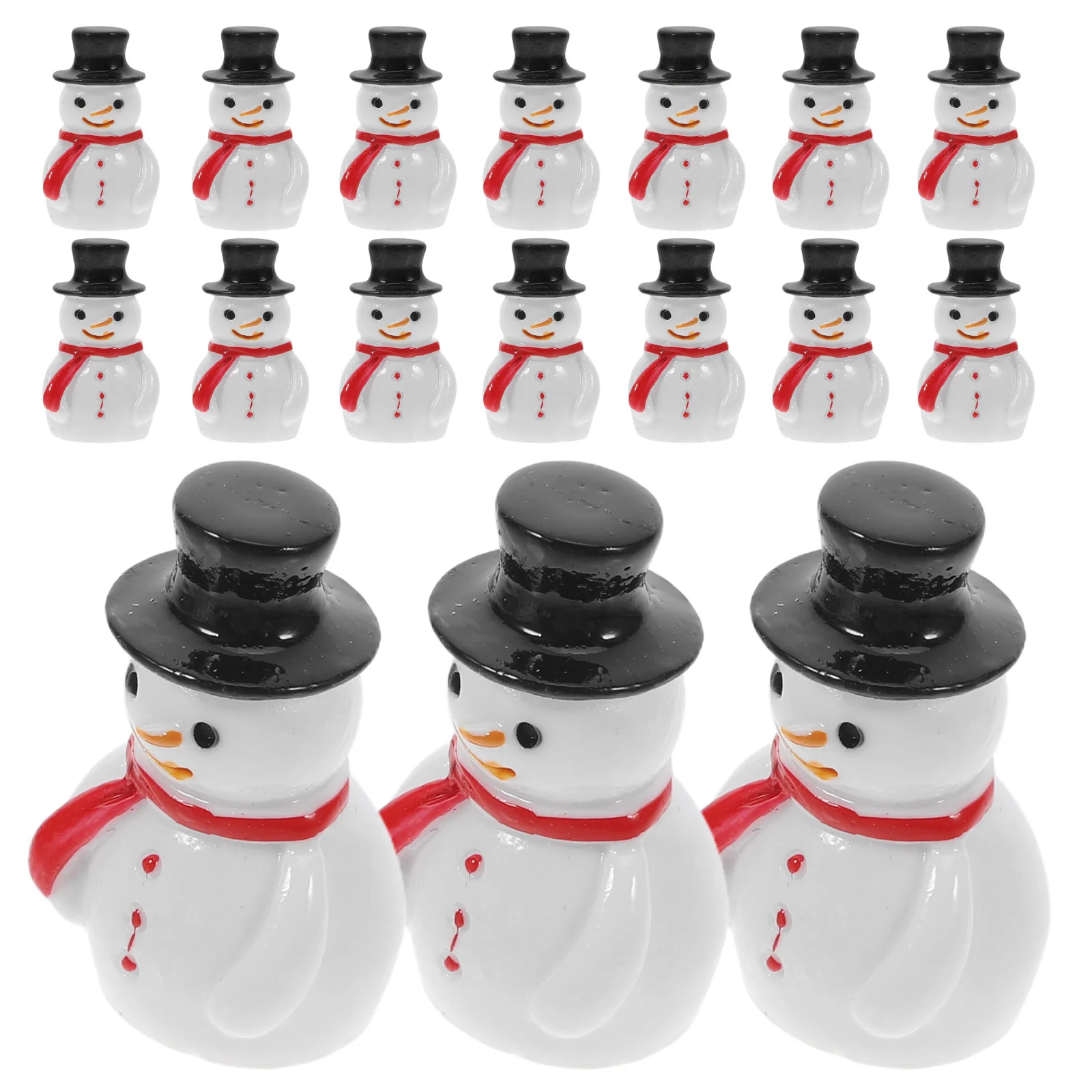 

50Pcs Miniature Snowman Resin Ornament for Christmas Decorations Table Centerpiece Dining Room Mantel Festive Party Favors Set