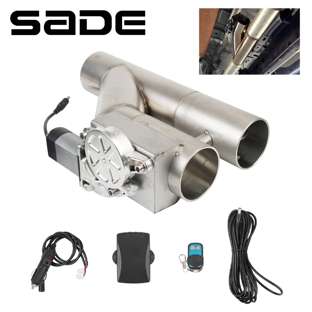 Stainless Steel Car Exhaust Y Pipe Kit, Exhaust Cutout Dual Valve System for Diameter 2.5