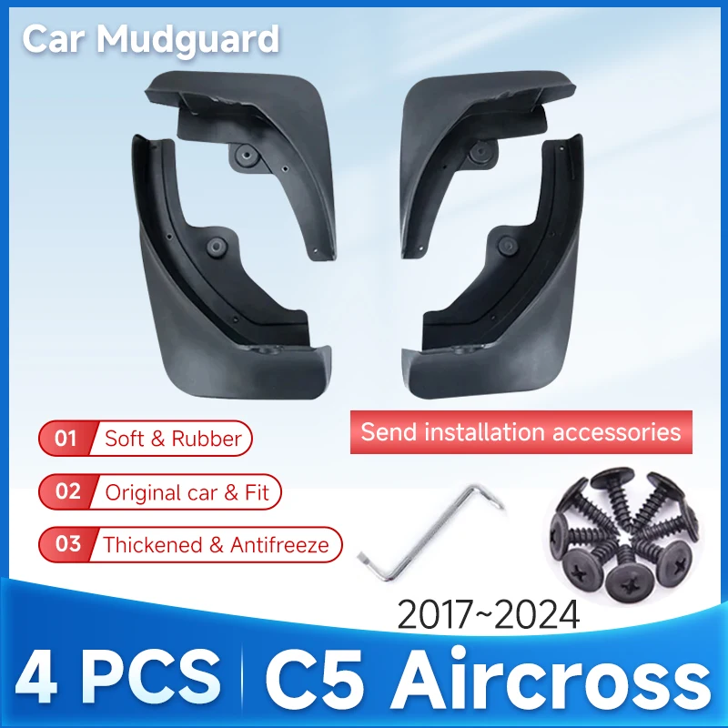 

For Citroen C5 Aircross 2017 2018 2019 2020 2021 2022 2023 2024 4 PCS Mud Flap Guard Splash Flap Fender Car Accessories Mudguard