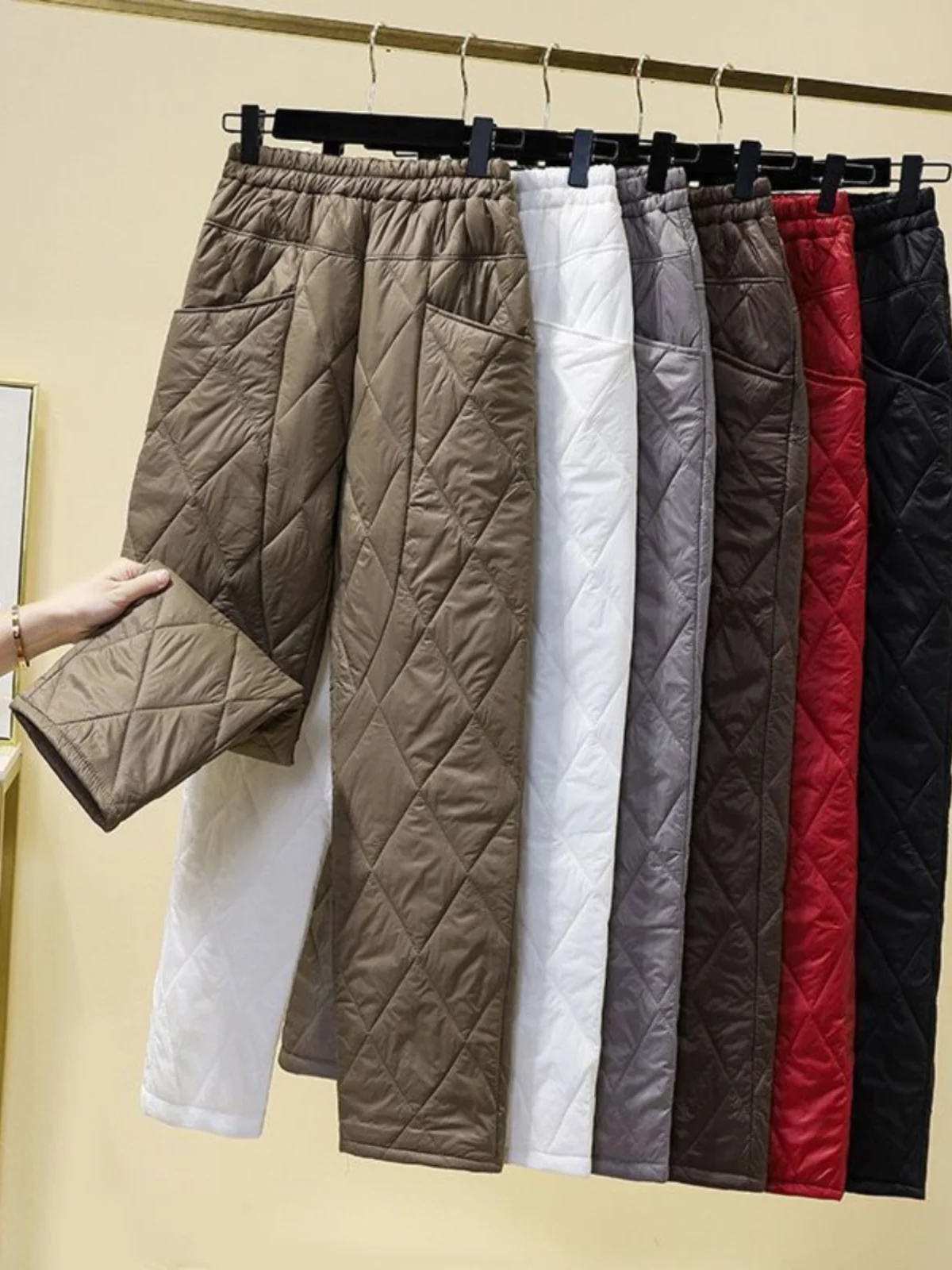 

Thi Winter Harlan Теплые брюки Большая верхняя одежда Легкие пуховые хлопковые брюки Женские повседневные брюки Брюки девять очков