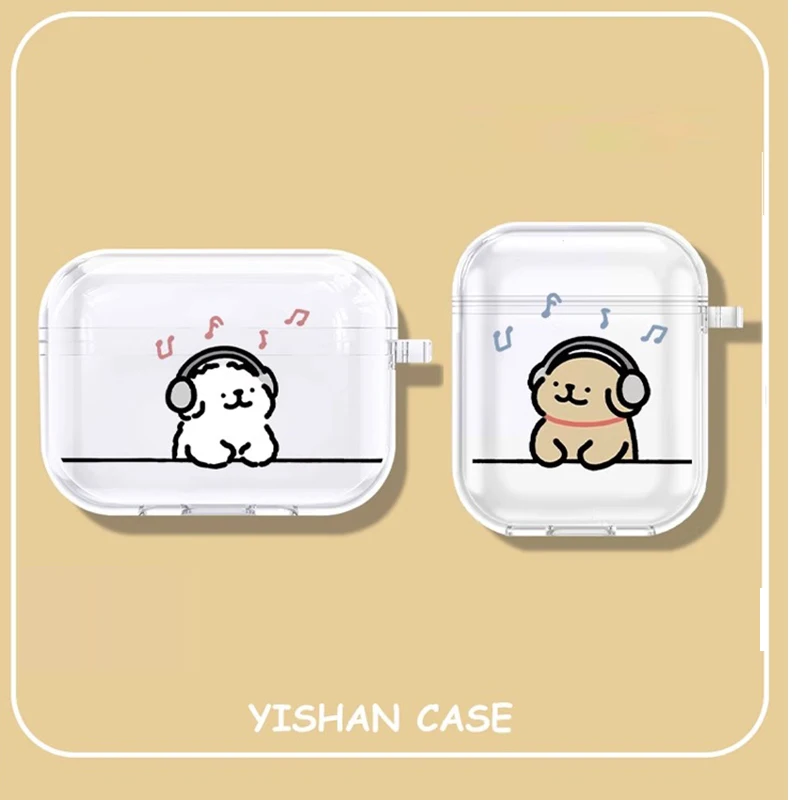 

Cute Puppy Pattern Dog Earphone Cases for Apple AirPods4 1/ 2/ 3/ Pro Protective Cover Headphone Accessorie Protective Box